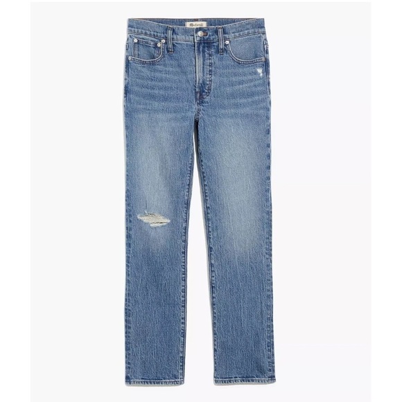 Madewell The Mid-Rise Perfect Vintage Jean in Ainsdale Wash: Knee-Rip Edition - Picture 4 of 10